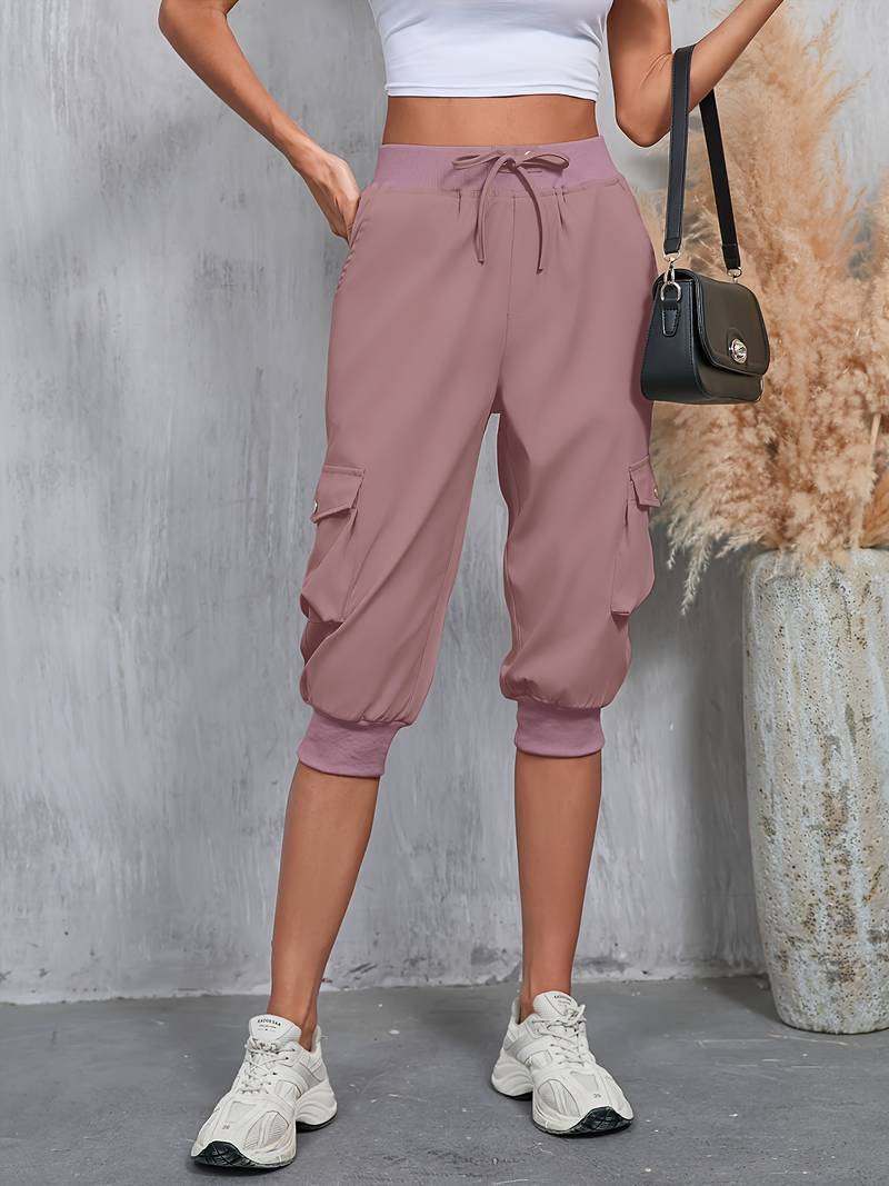Kirabo | Cargo Capri Jogger Pants With Pockets