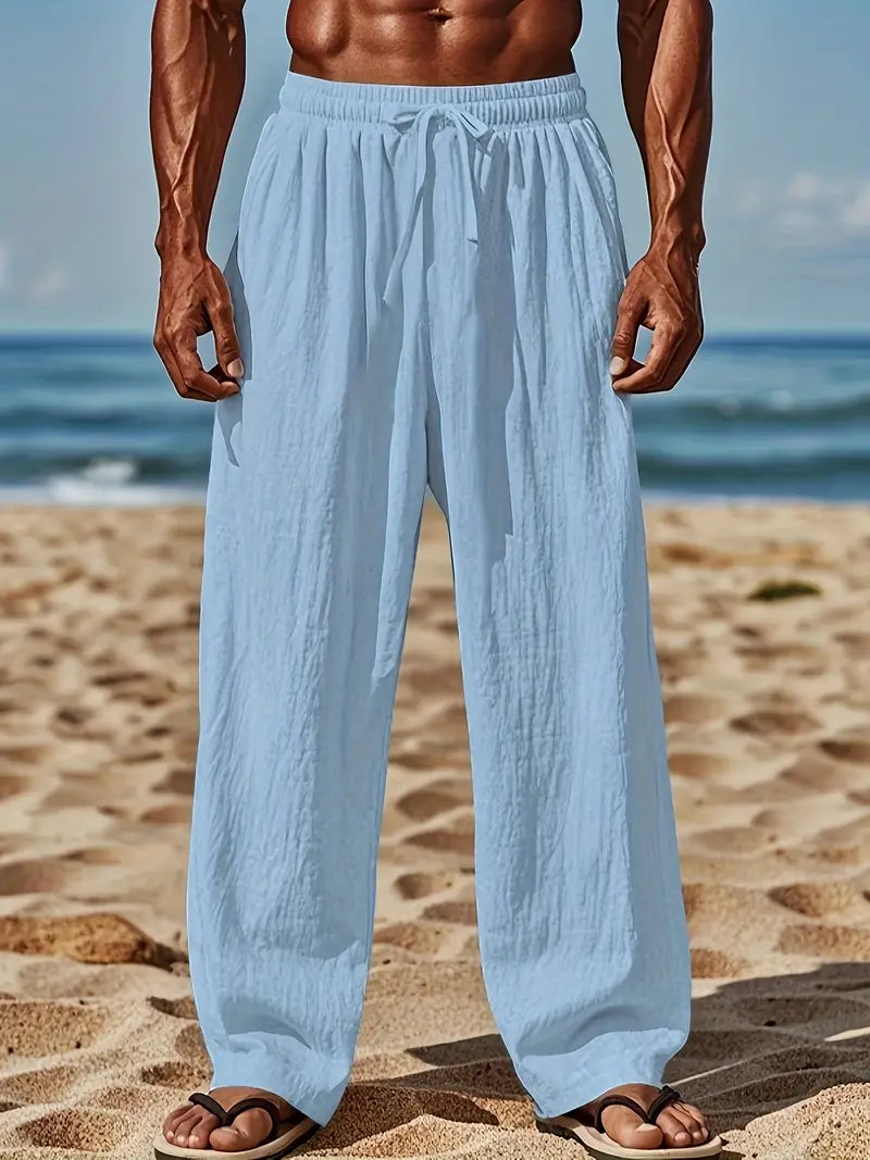 Babaev | Drawstring Wide Leg Casual Linen Pants