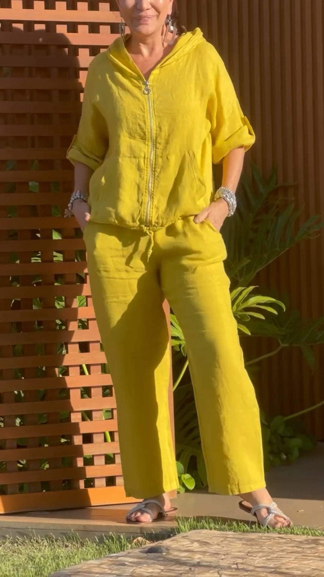 Pietra | Hooded Zip Two Piece Pant Set