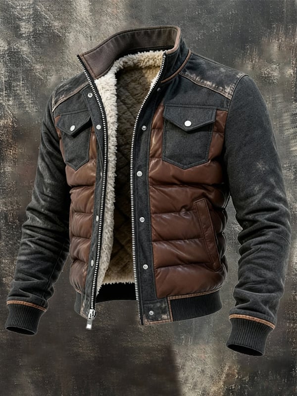Esposito | Quilted Zip Front Patchwork Jacket