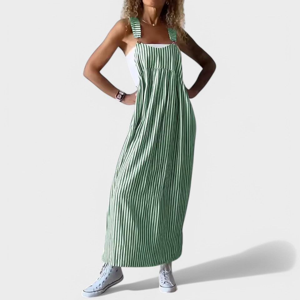 Guzel | Dress With Striped Sleeveless Maxi Length