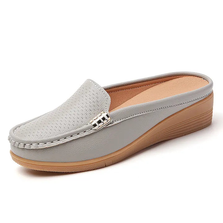 Morgani | Slip On Wedge Moccasin Mule Shoes