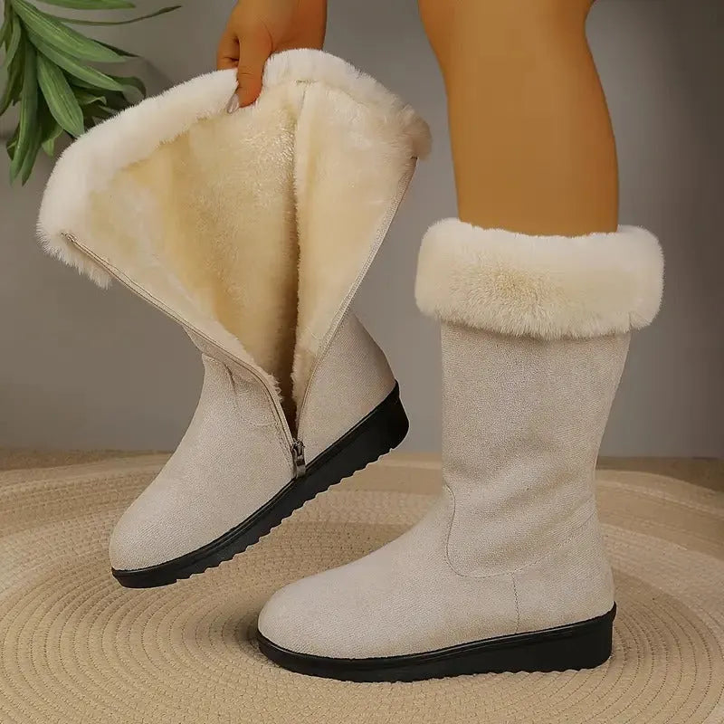 Neah | Boots with Faux Fur Cuff and Zipper