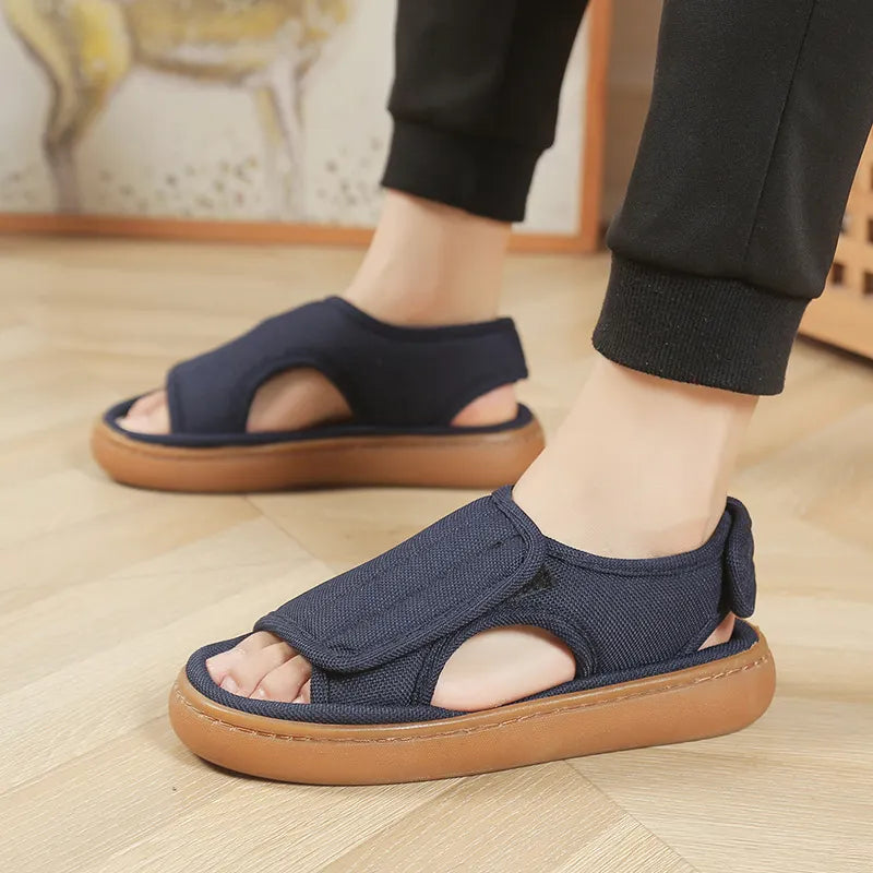 Karena | Open Toe Adjustable Hook Loop Sandals