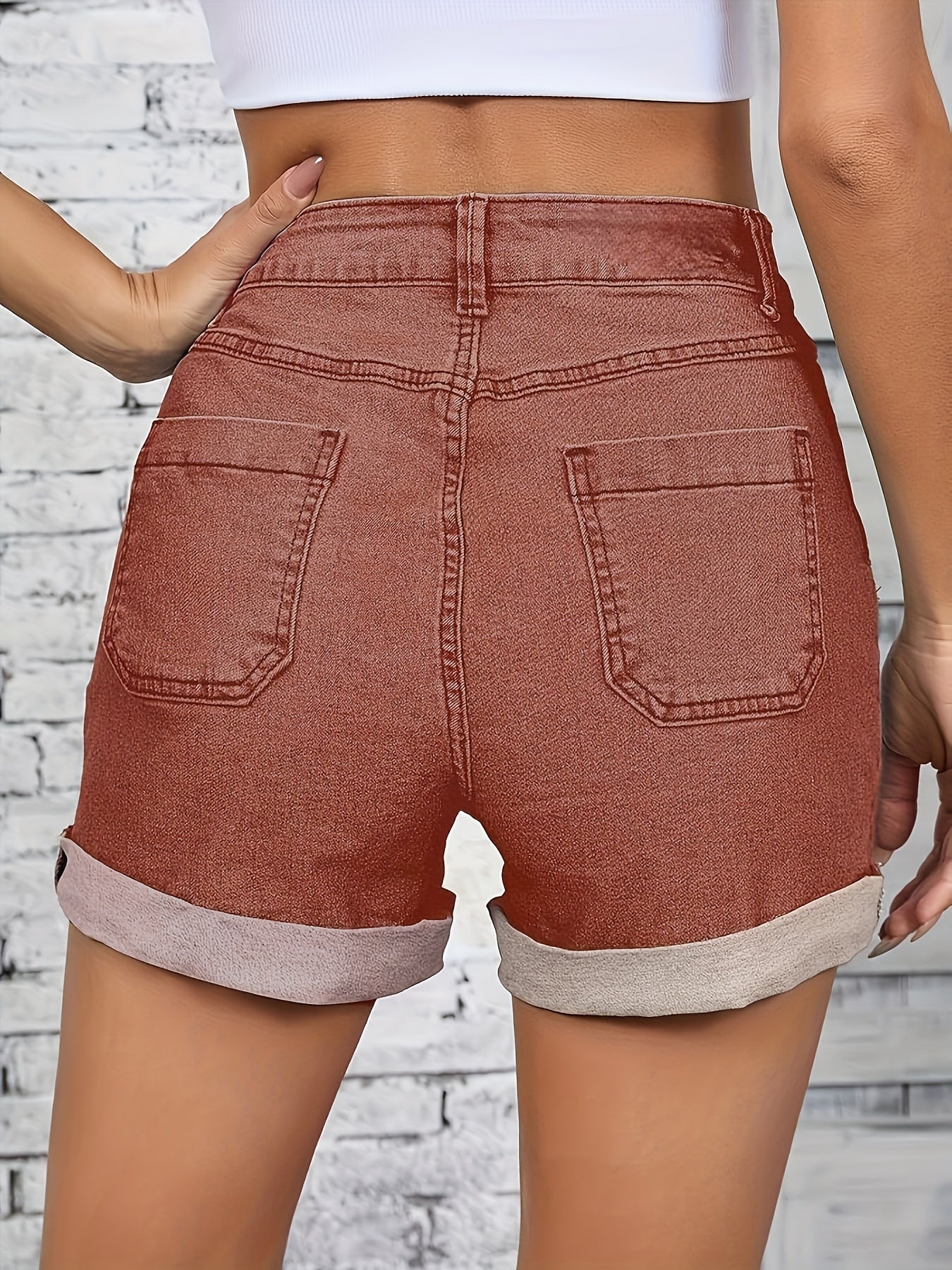 Thelma | High-Waist Button Front Denim Shorts