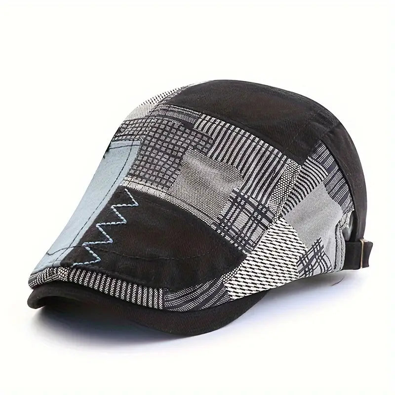 Lebron | Patchwork Print Adjustable Flat Cap