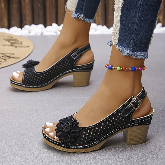 Imogen | Open Toe Slingback Block Heel Sandal