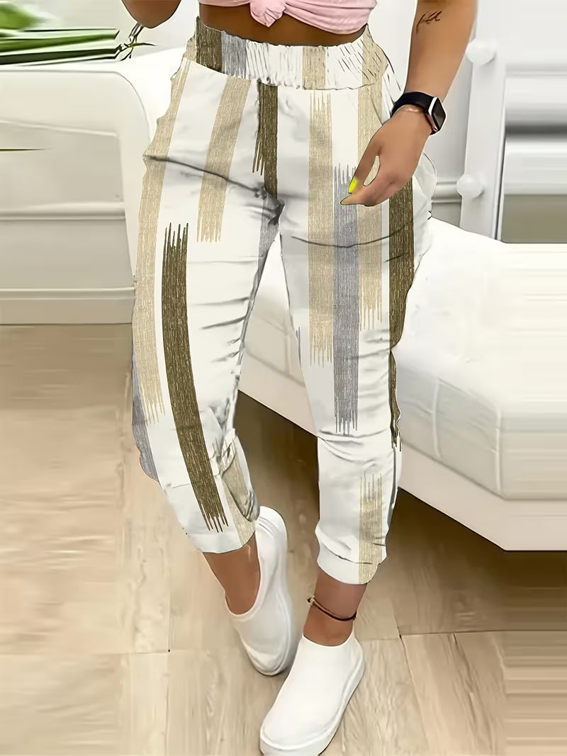 Faviana | Printed Elastic Waist Ankle Length Trousers