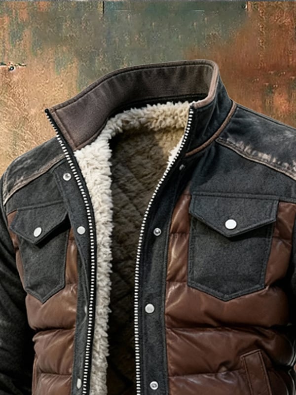 Esposito | Quilted Zip Front Patchwork Jacket