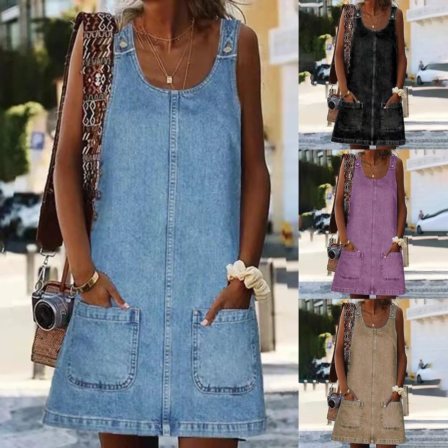 Otylia | Denim Style Sleeveless Dress