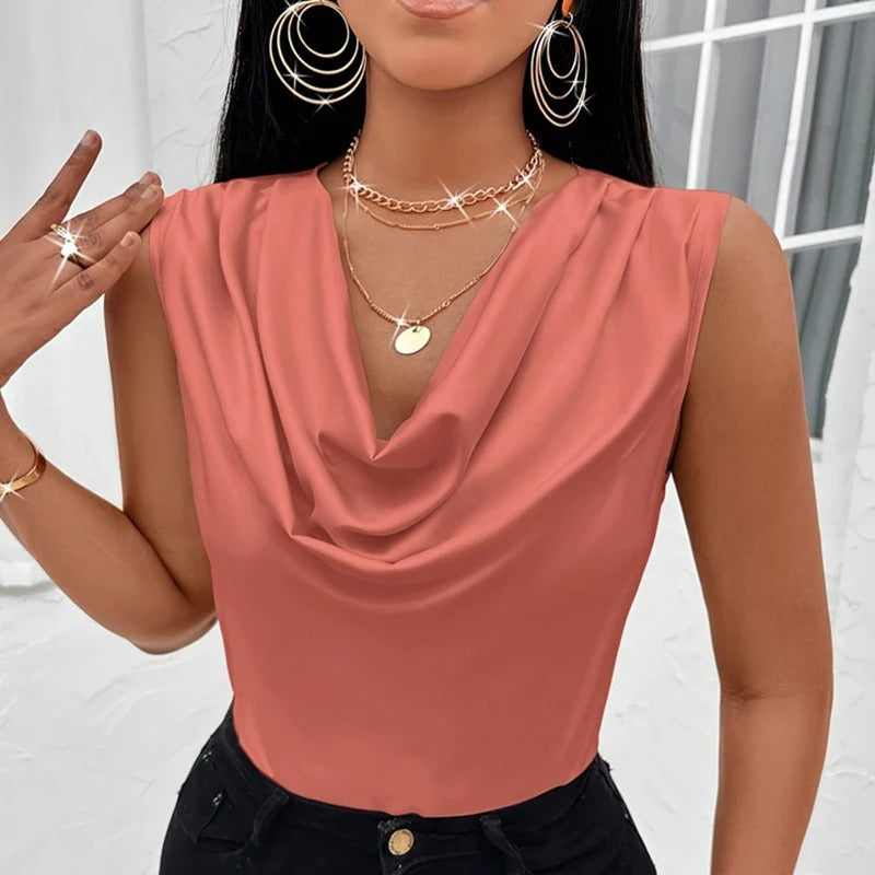 Naiyan | Sleeveless Cowl Neck Solid Blouse