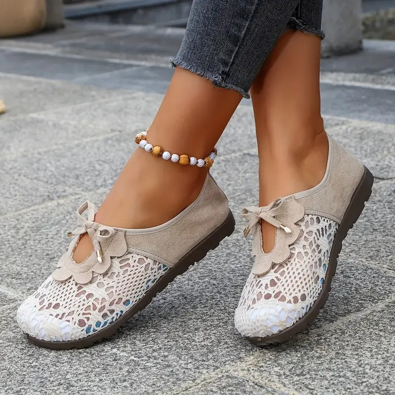 Danika | Black Floral Cutout Slip-On Shoes