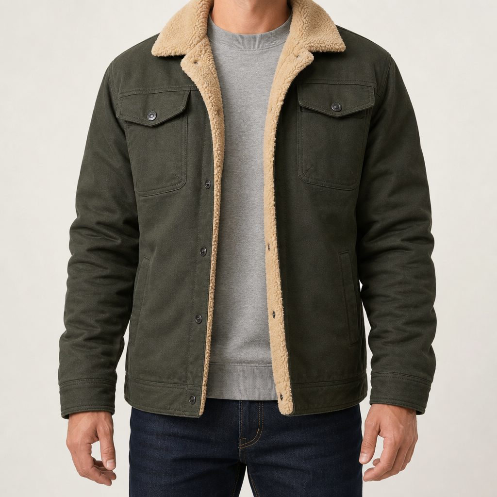 Georg | Jacket With Plush Collar and Snap Closure
