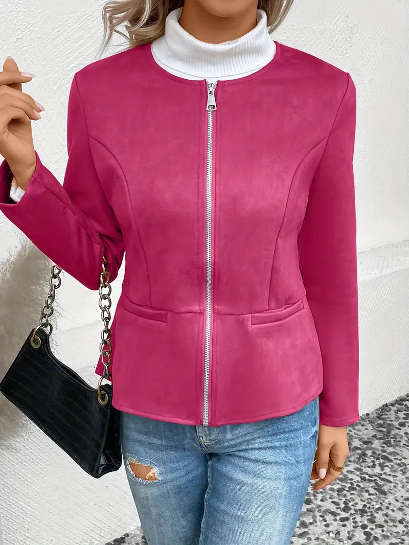 Roksana | Jacket with Round Neck and Zip Closure