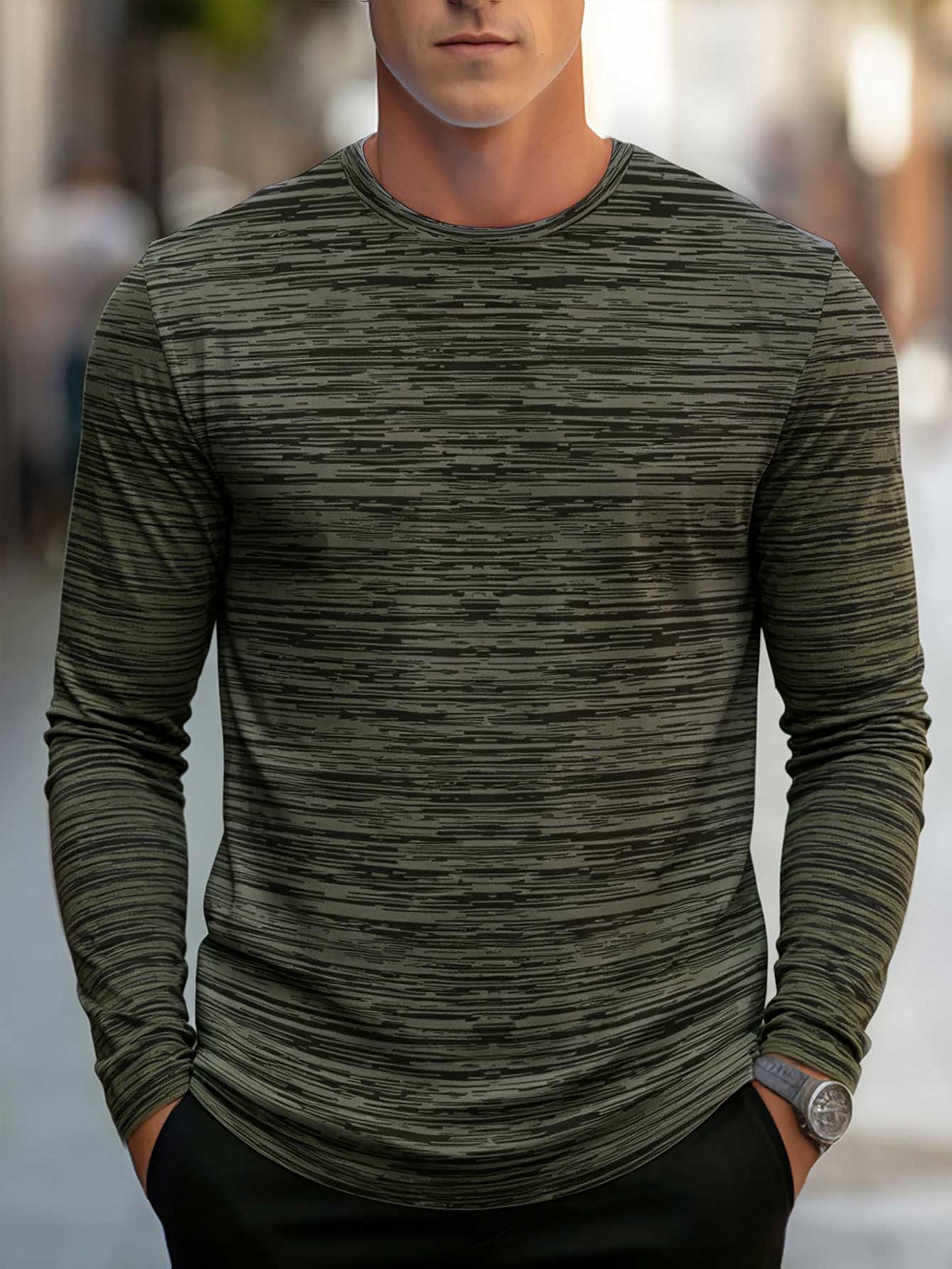 Alir | Striped Long Sleeve Crew Neck Shirt