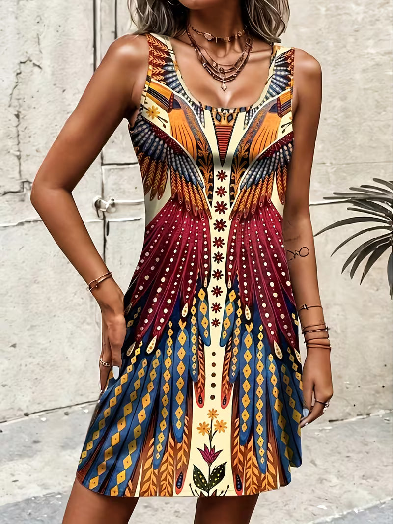 Sajila | Printed Sleeveless Scoop Neck Mini Dress