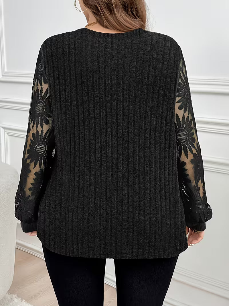 Suchinda | Cold-Shoulder Lace Sleeve Long Sleeve Top