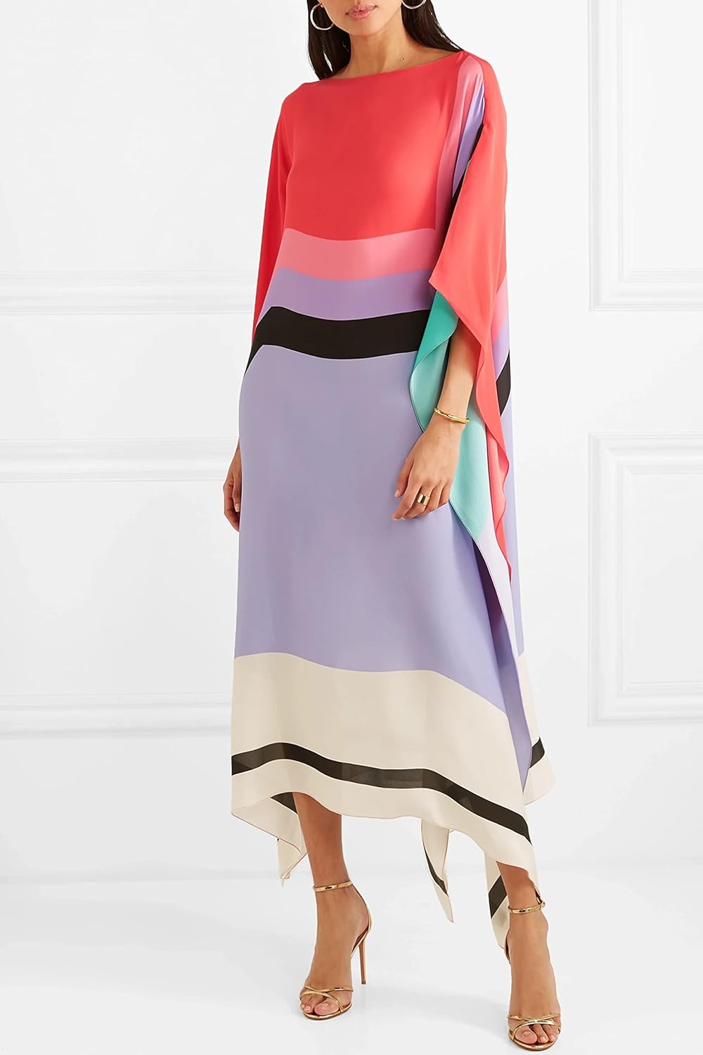 Shraddha | Striped Kaftan Midi Dress