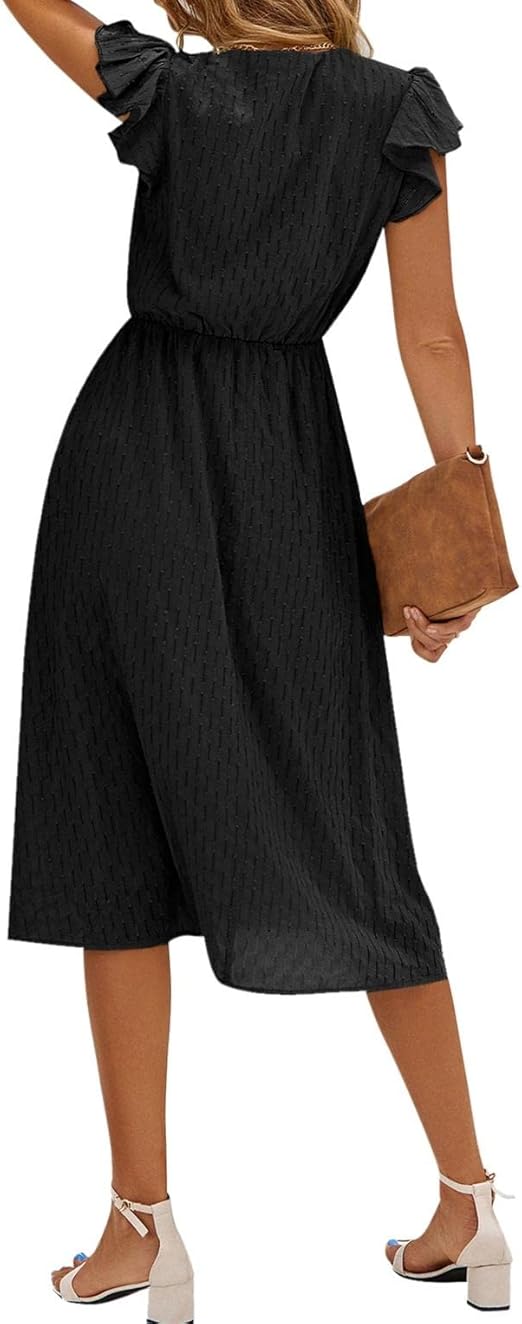 Julieta | Midi Dress With Flutter Sleeves