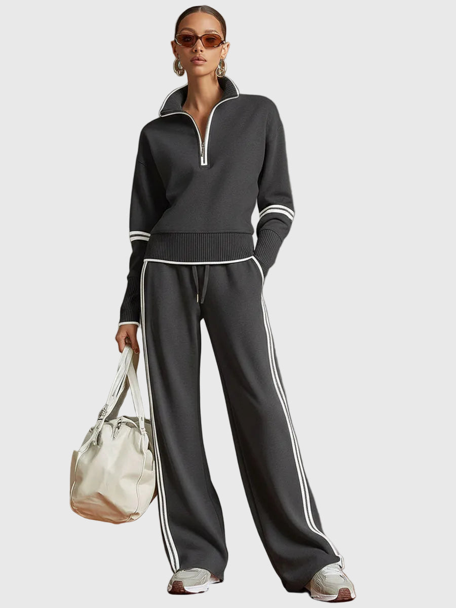 Minrada | Women’s Zip Neck Lounge Knit Set