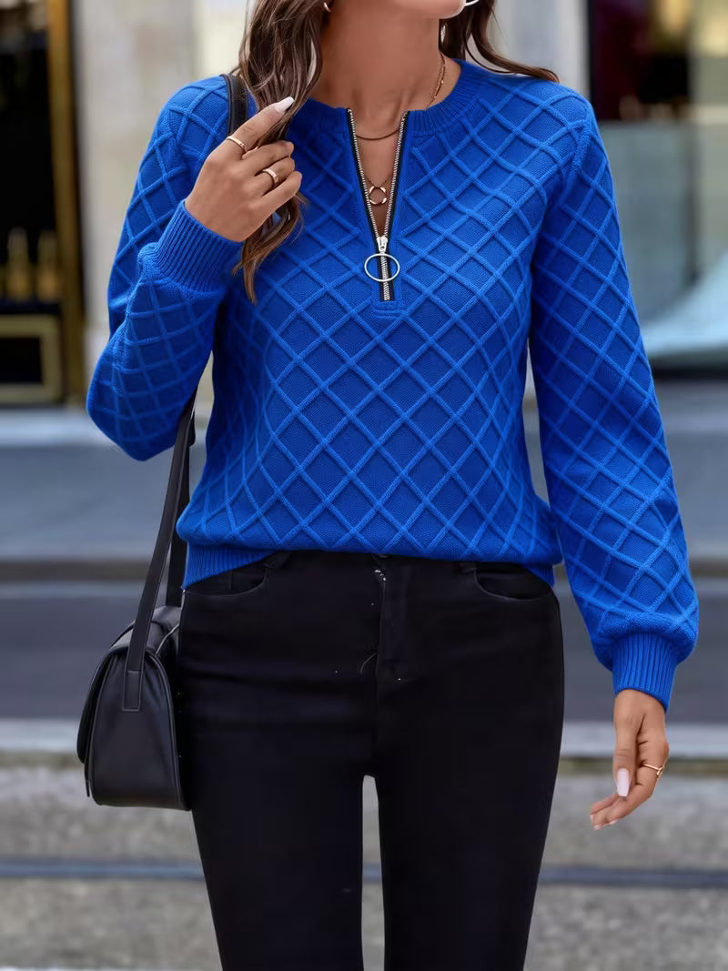 Juliet | Sweatshirt Long Sleeve Textured Zip Neck