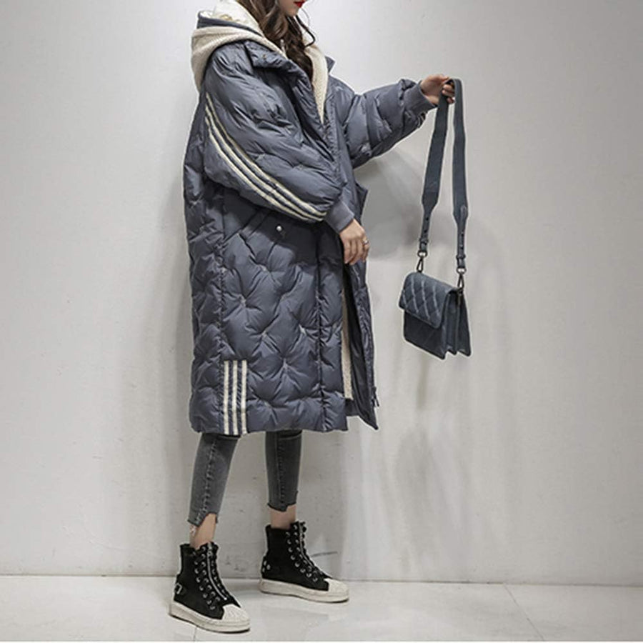 Lesley | Quilted Hooded Longline Coat with Ribbed Cuffs