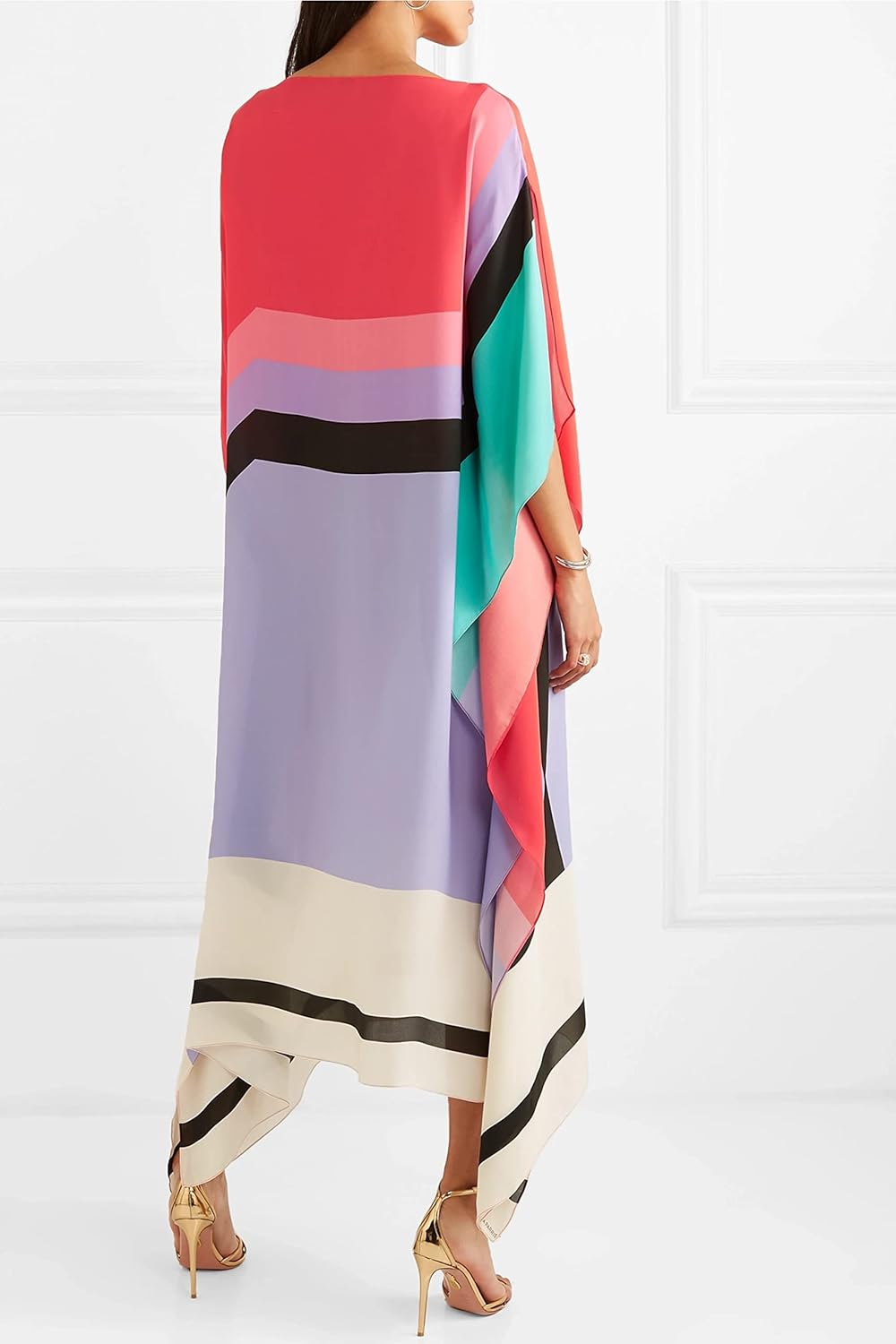 Shraddha | Striped Kaftan Midi Dress