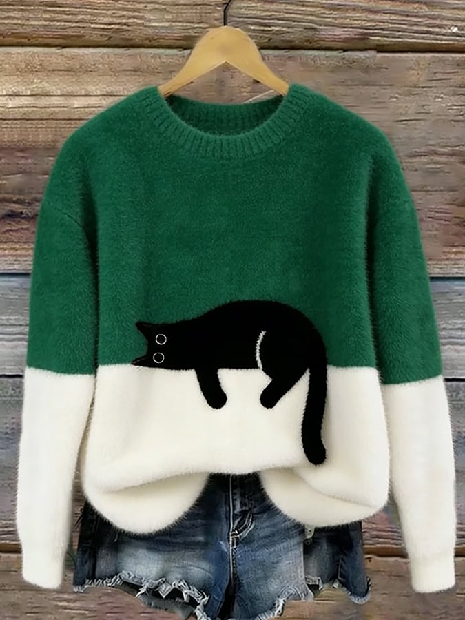 Kalisine | Casual Cat Graphic Sweater in Multiple Colors