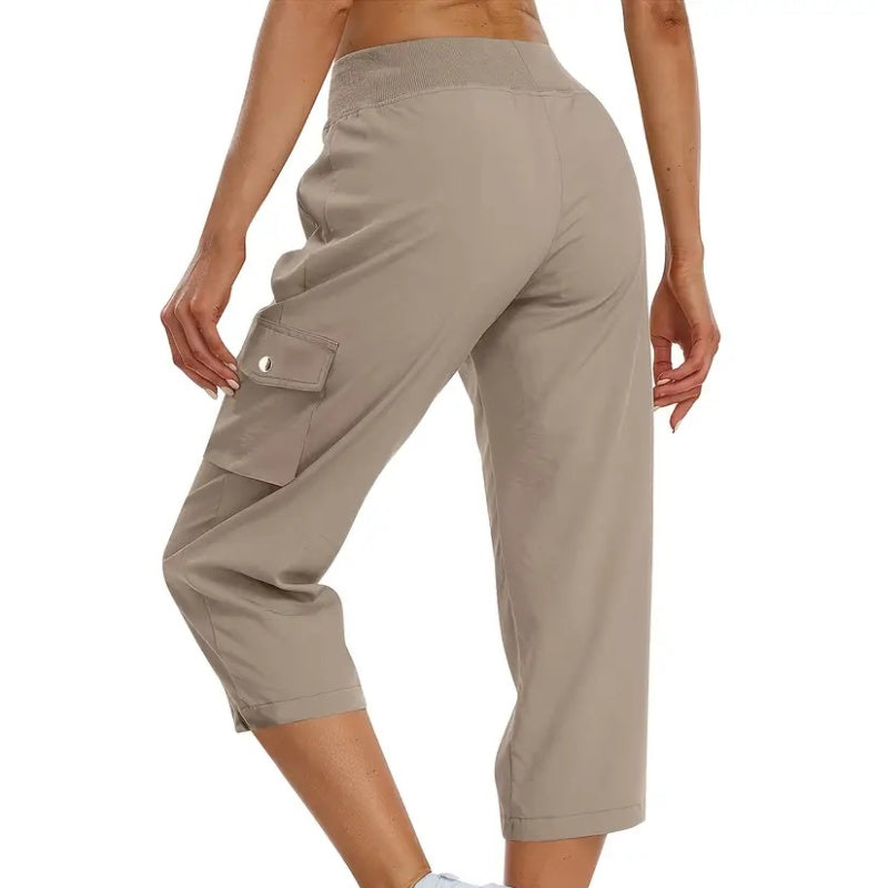 Mileni - High Waist Capri Cargo Drawstring Pants With Pockets