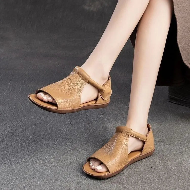 Shanera - Open Toe Cutout Flat Heel Sandals