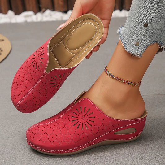 Lainey | Clog Mules With Cutout Floral Design