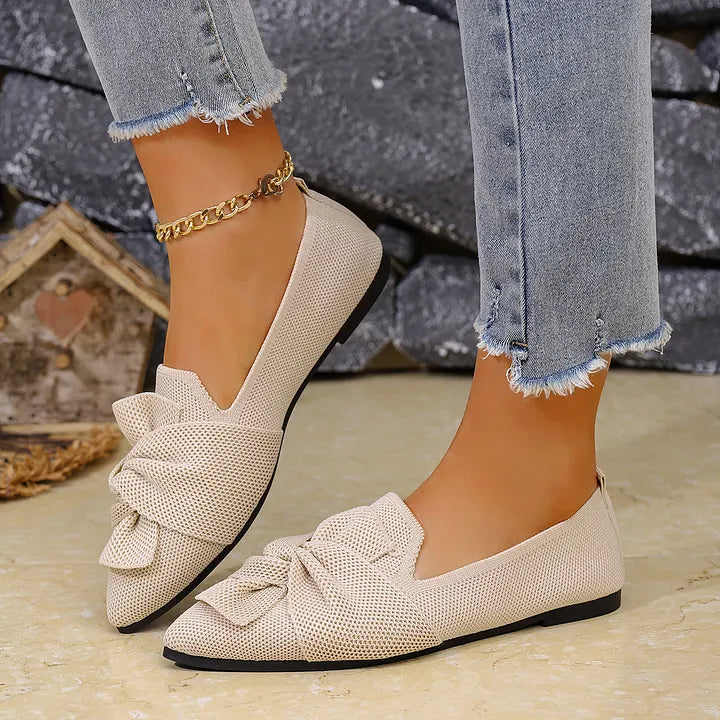 Hiromi | Bow Pointed Toe Slip On Flats