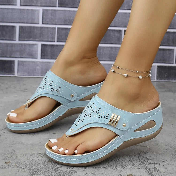 Tiara - Wedge Slip On Cutout Sandals