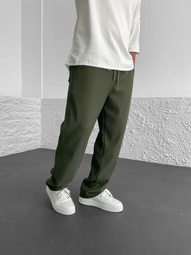 Eliezer | Ribbed Relaxed-Fit Drawstring Pants