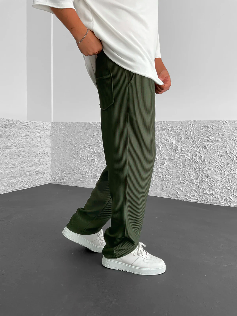 Eliezer | Ribbed Relaxed-Fit Drawstring Pants