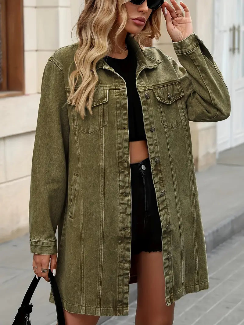 Tacie | Denim Long Sleeve Button-Front Jacket