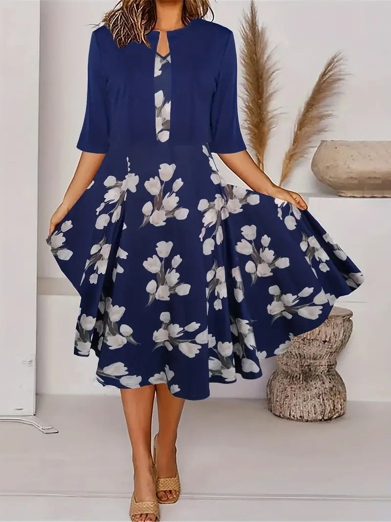 Ankie | Floral Print Midi Dress with Cropped Jacket