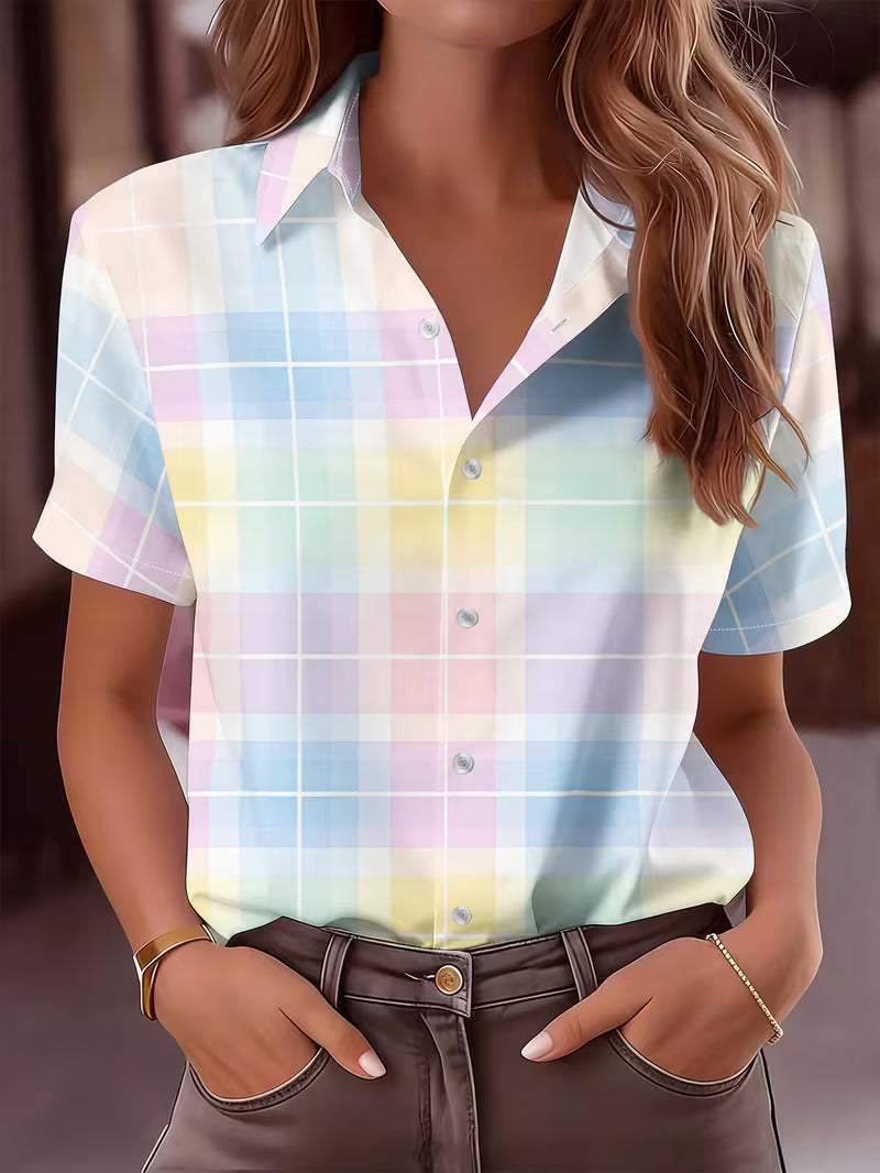 Harrell | Short Sleeve Pastel Plaid Button Shirt