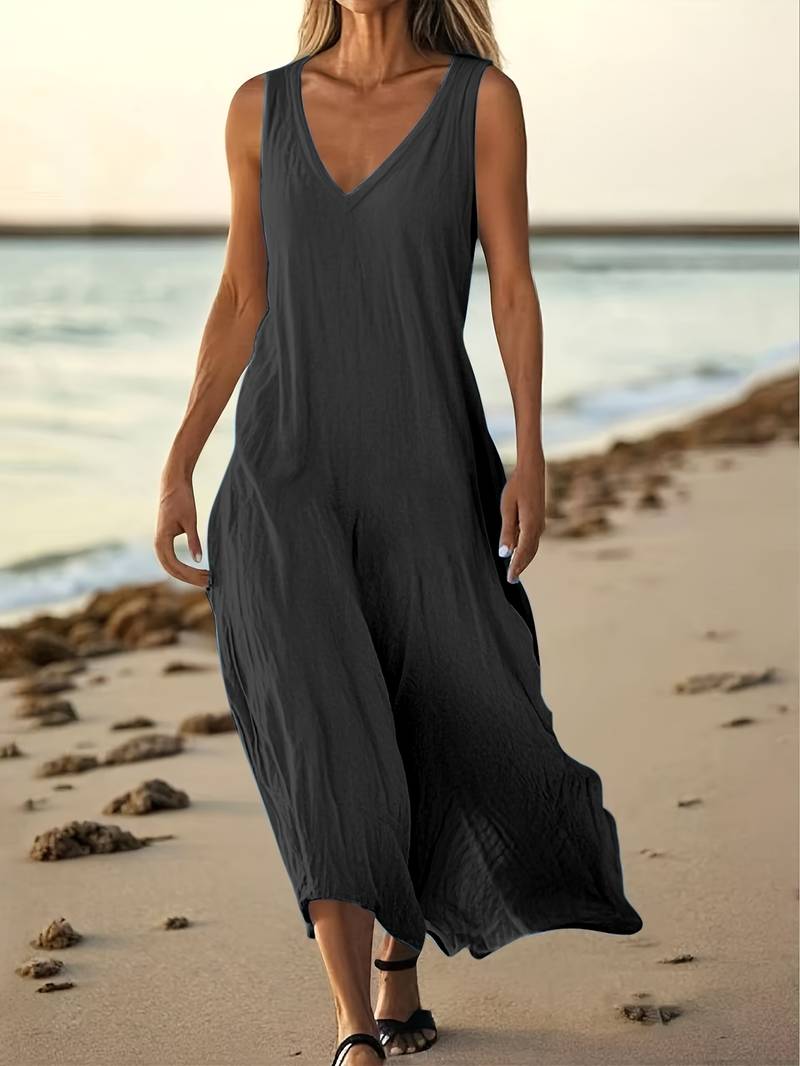 Brina | Sleeveless V-Neck Maxi Dress in Multiple Colors