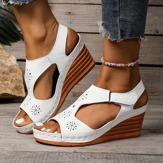 Setia | Wedge Sandals With Floral Cutout Design
