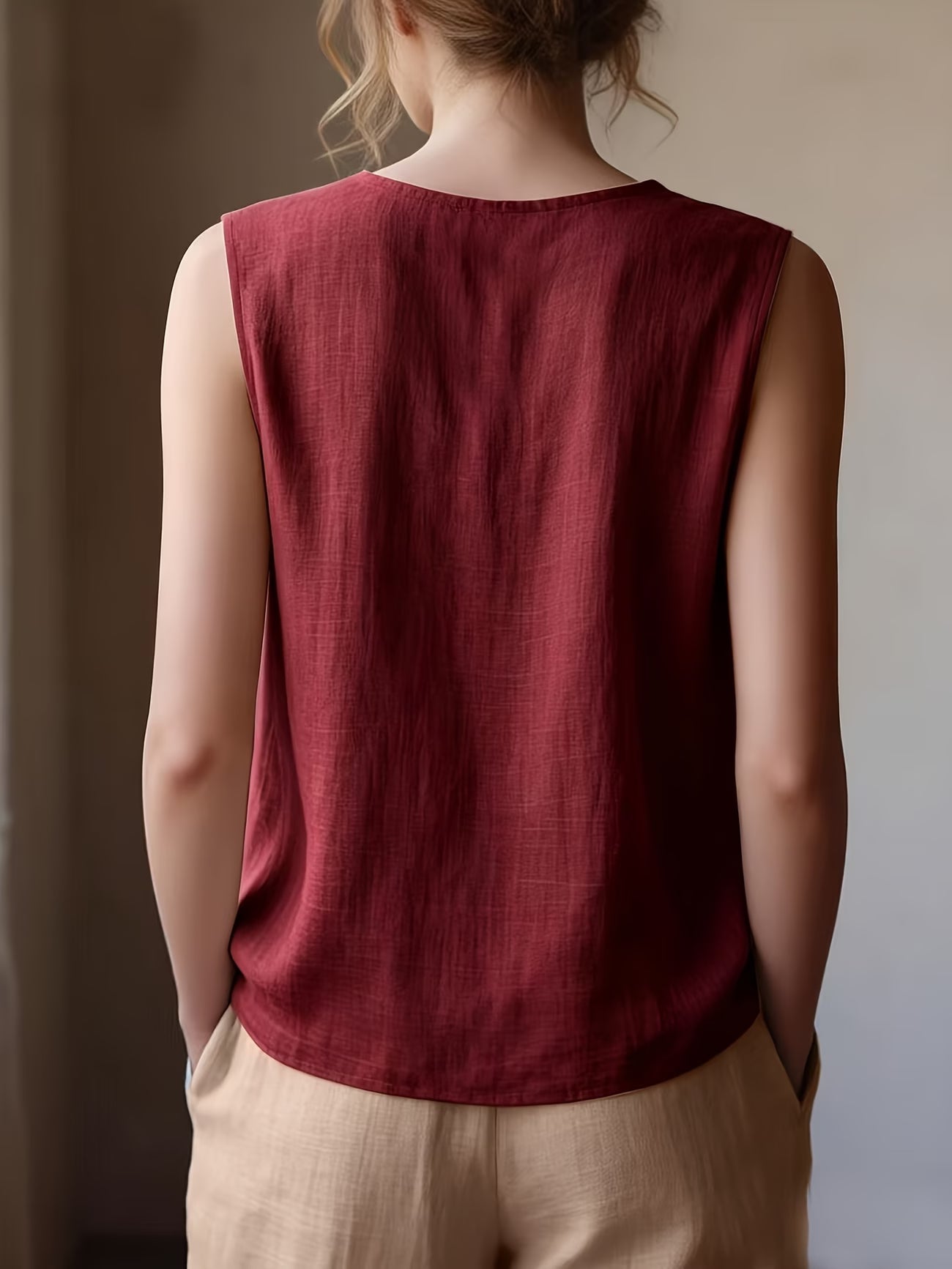 Safiya | Sleeveless Ruffle Neck Loose Blouse