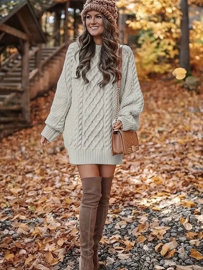 Joelle | Cable Knit Long Sleeve Sweater Dress