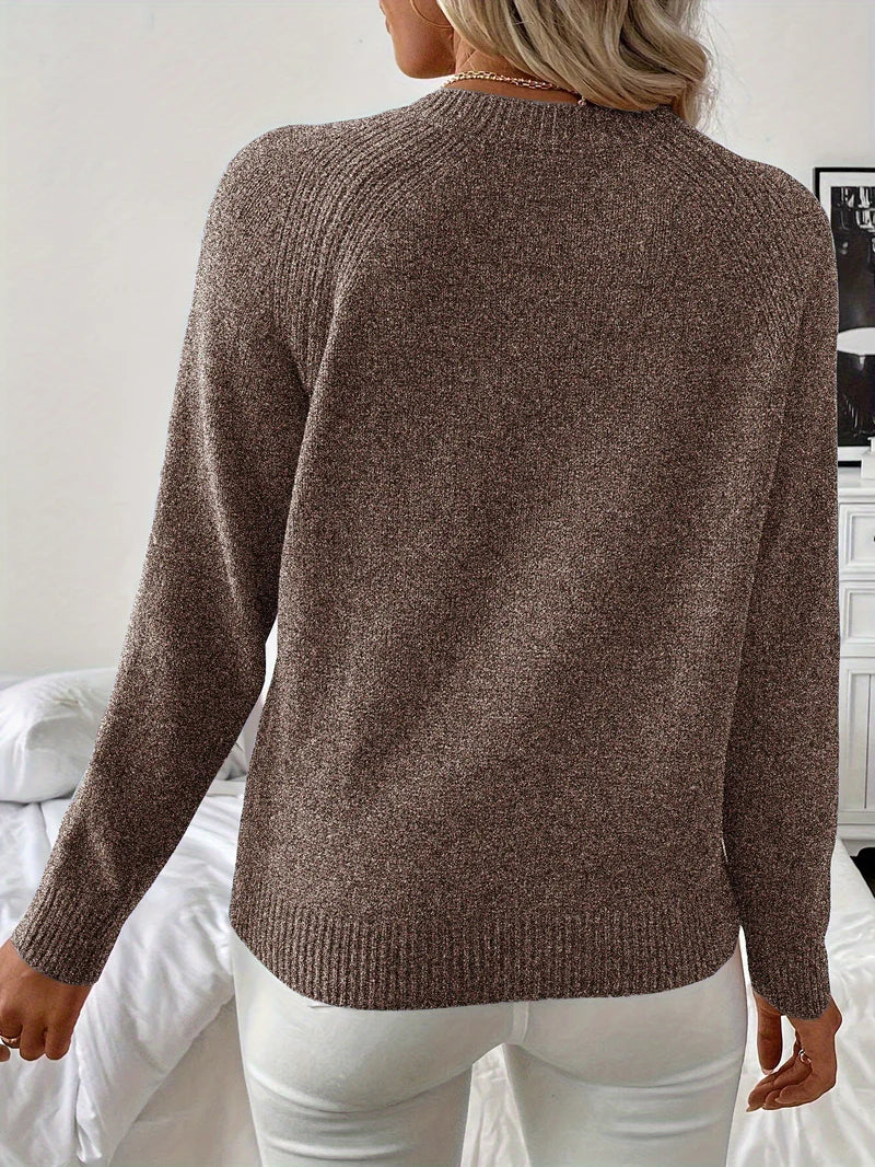 Pascuala | Pearl Button Crew Neck Knitted Sweater