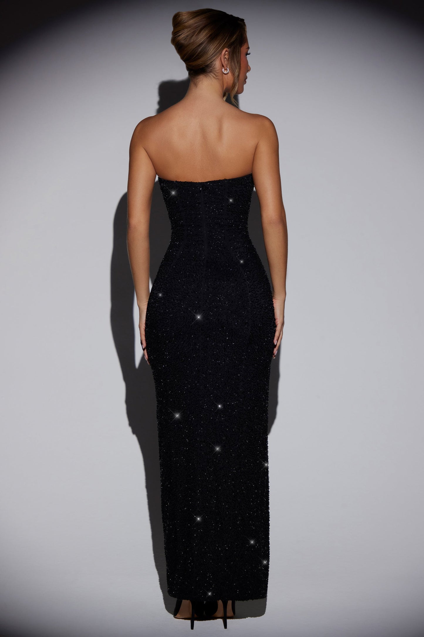 Melinia | Strapless Embellished Maxi Dress With Slit