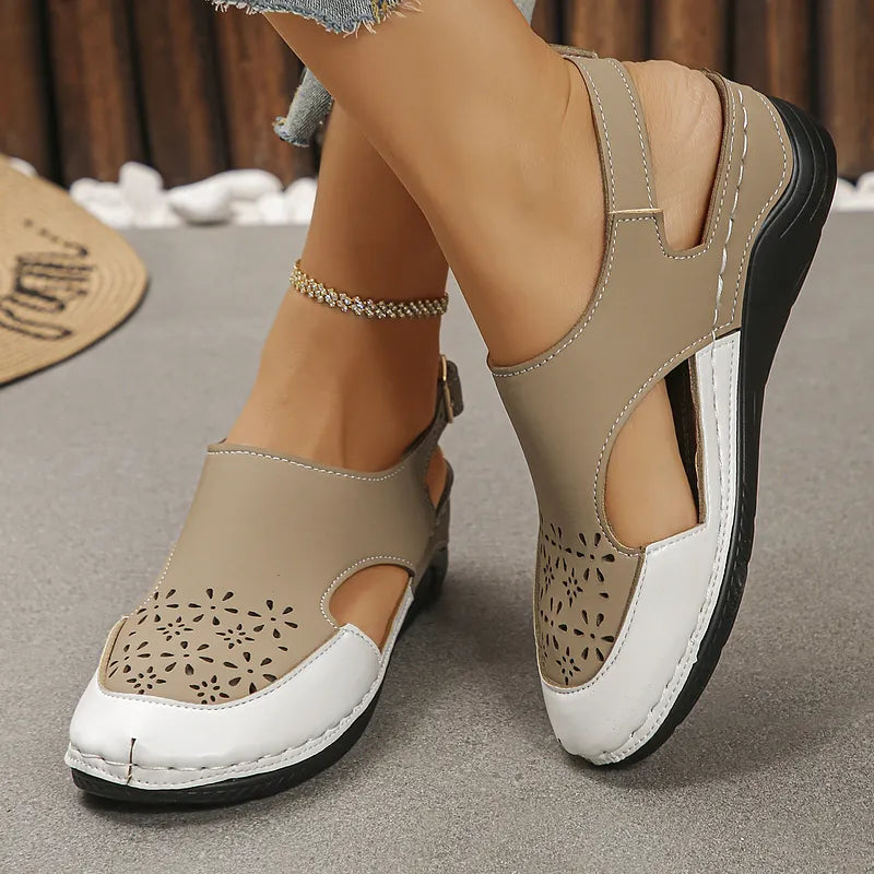 Anesa | Wedge Sandals Closed Toe Cutout Design