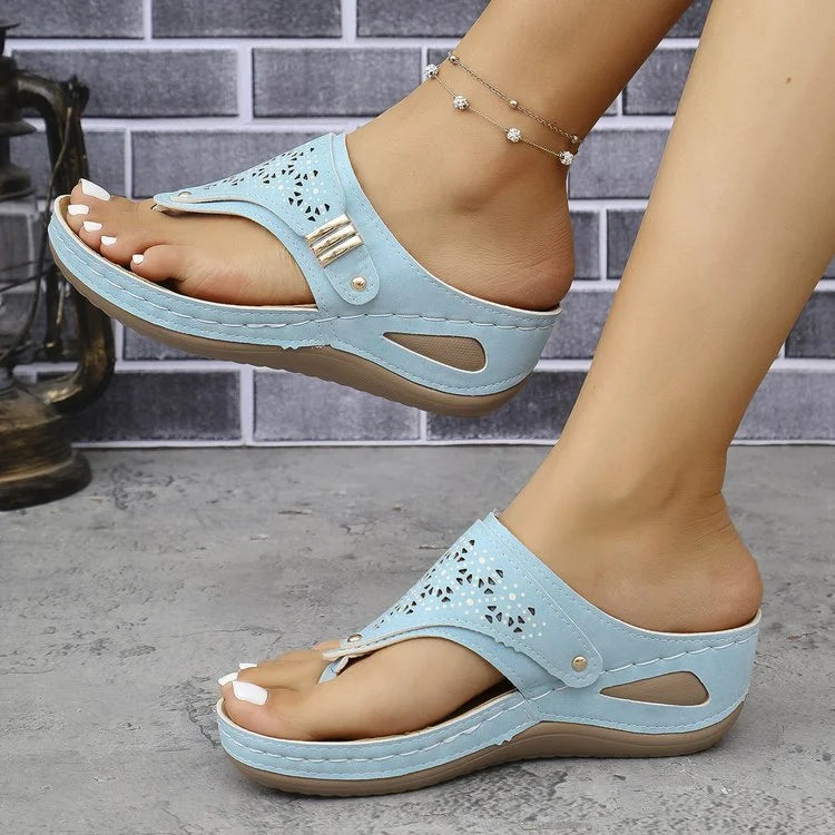 Tiara - Wedge Slip On Cutout Sandals