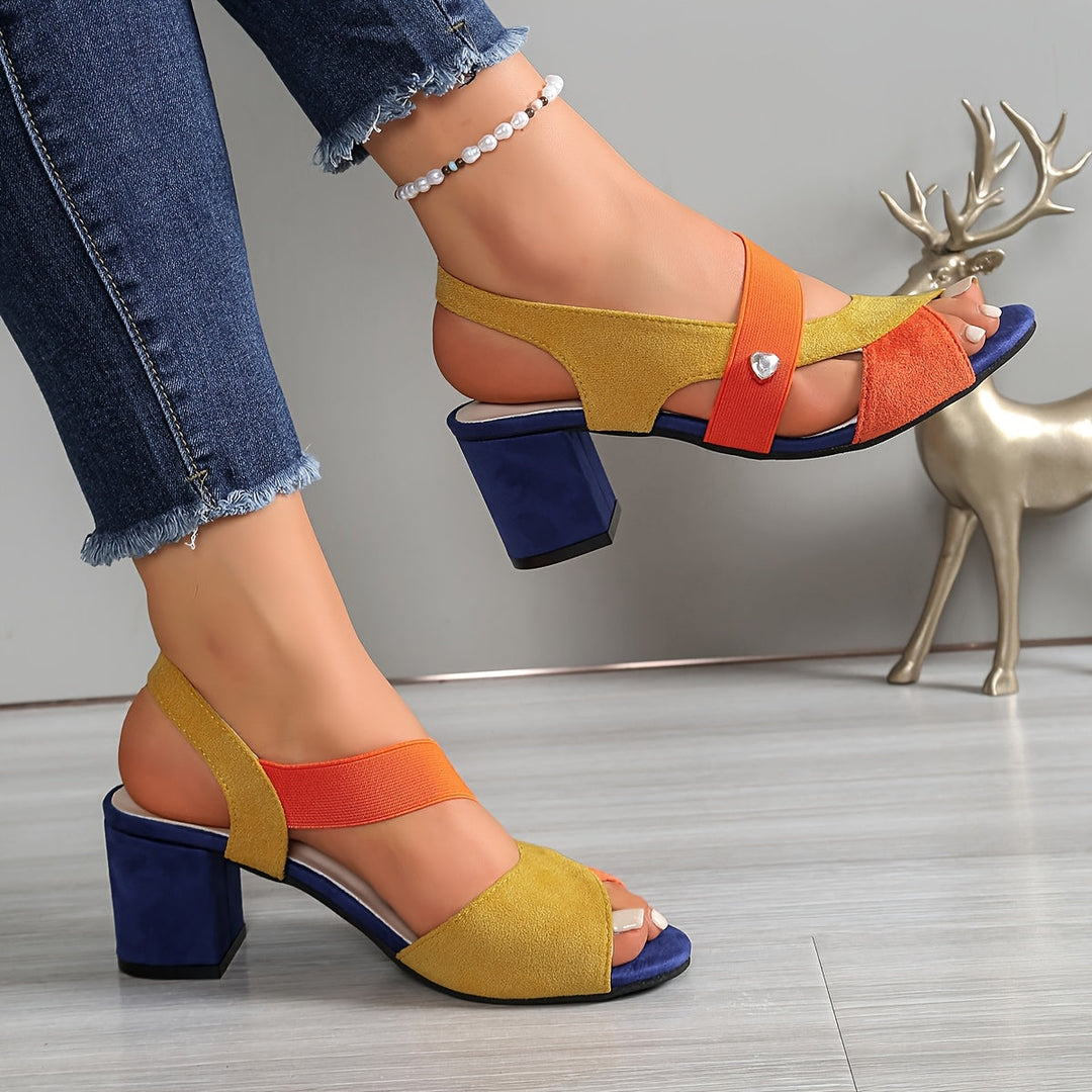Josien | Colorblock Open Toe Block Heel Sandals