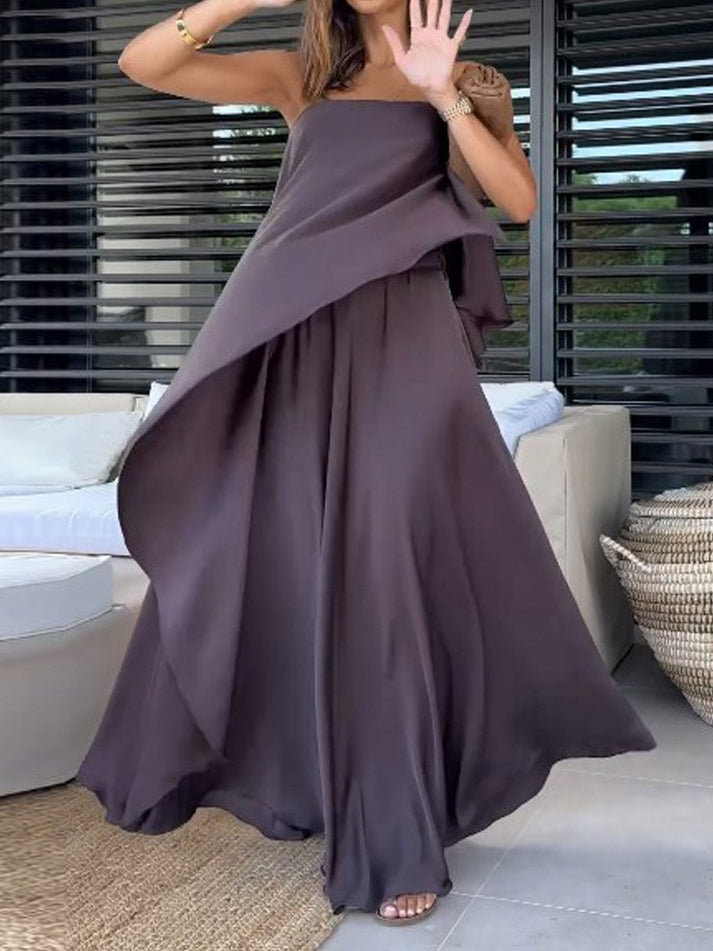 Kerstin | Strapless Asymmetrical Wide Leg Jumpsuit