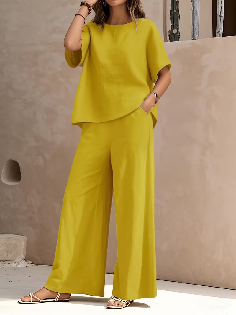 Josy | Trouser Set with Short Sleeve Relaxed Top
