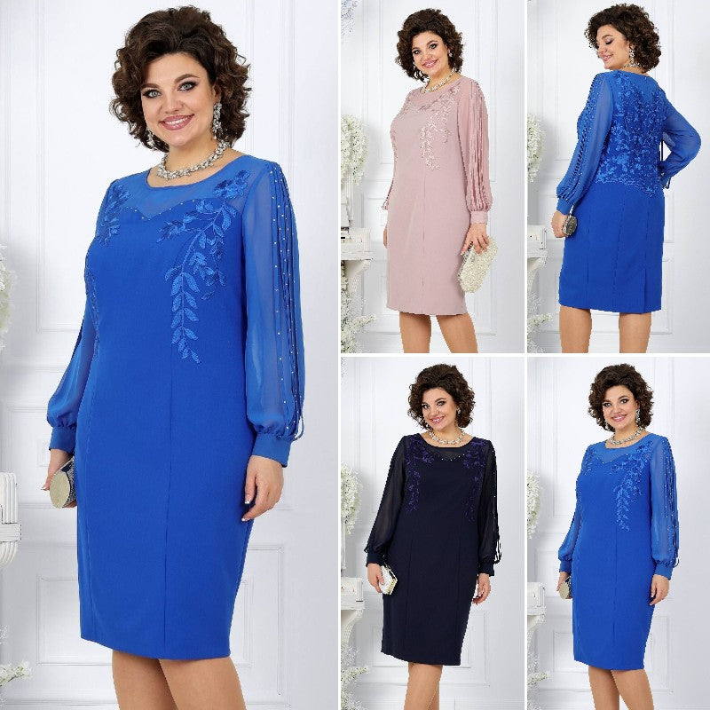 Katreen | Floral Embroidered Long Sleeve Midi Dress